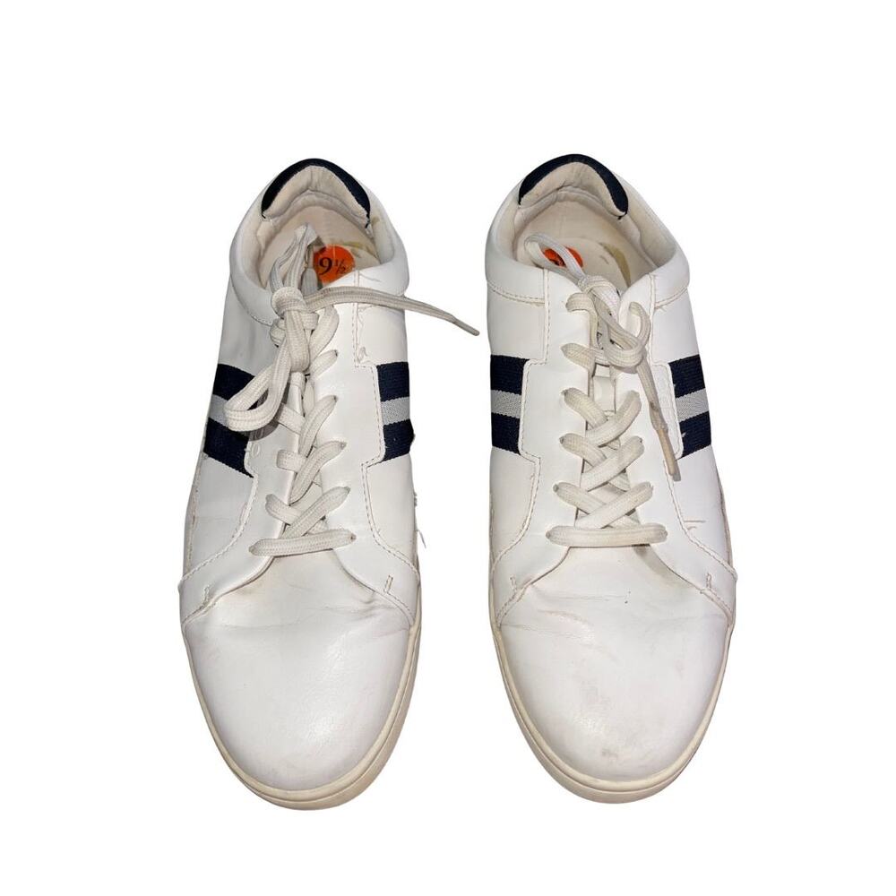 Aldo Men's White Navy Blue Striped Casual Sneakers Size 9.5